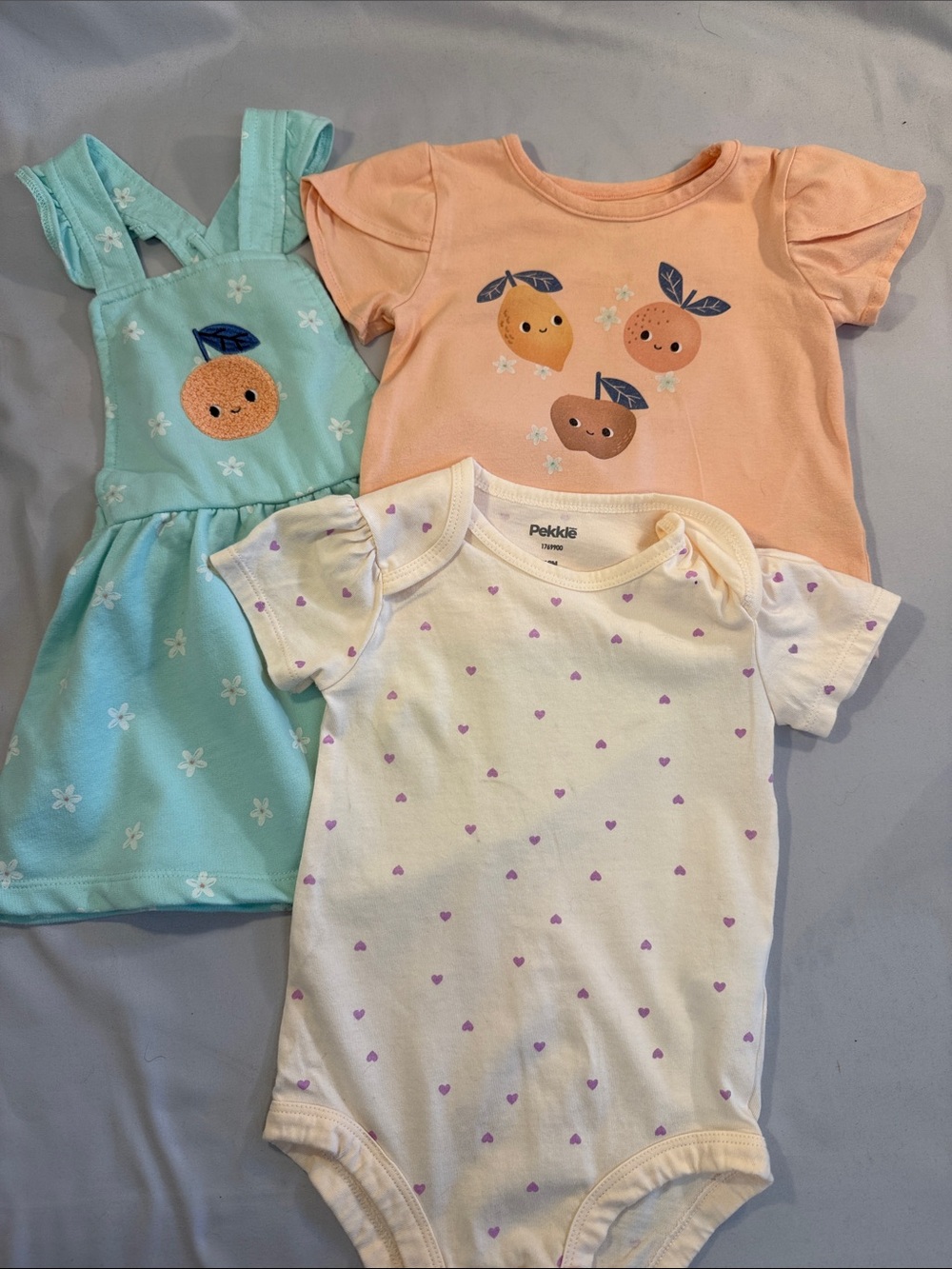 Pekkle Peach & Pastel Short-Sleeve Kids Tee Set in Peach, Mint & Cream